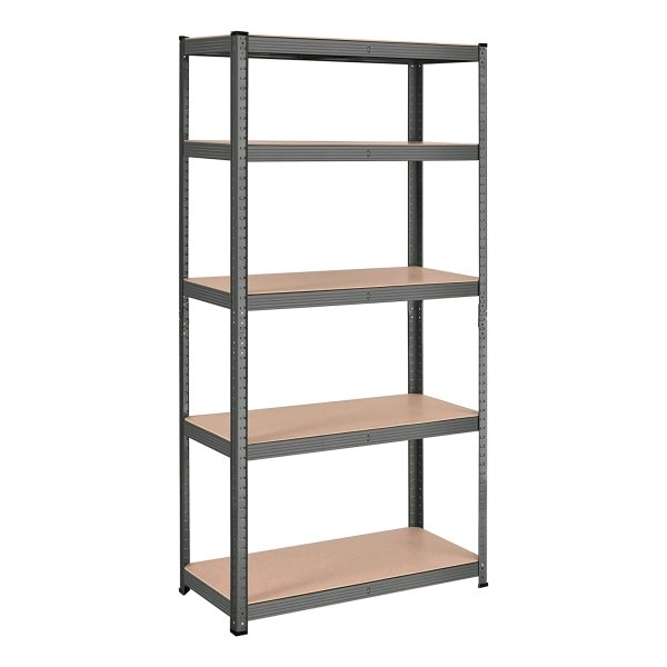 Opbergrek, Stellingkast, Zwaar Rek, Kelderrek, 180 X 90 X 40 Cm, Draagvermogen Tot 875 Kg, 5 Verstelbare Planken, Metalen Rek, İnsteekrek, Werkplaatsrek, Grijs
