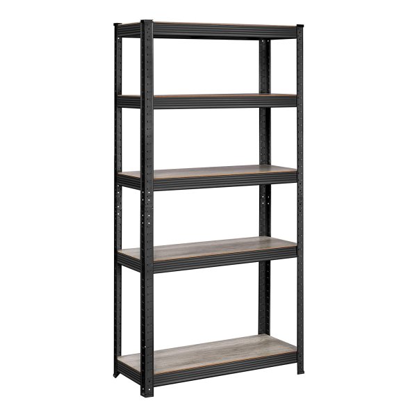 Heavy-Duty Plank, Boekenplank, Opbergplank, Staande Plank, 5 Planken, Verstelbare Planken, Ä°ndustrieel Design, Naturel-Zwart