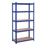 Opbergrek, Stellingkast, Zwaar Rek, Kelderrek, 5 Verstelbare Planken, Metalen Rek, İnsteekrek, Werkplaatsrek, Blauw