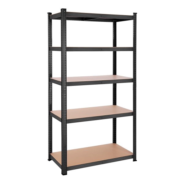 Legplank, Rek Voor Zwaar Gebruik, Kelderplank, 5 Verstelbare Legplanken, Metalen Legplank, Legplank Zonder Bouten, Werkplaatplank, Zwart