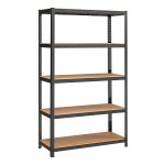 Stellingen Voor Zwaar Gebruik, Opslagstellingen, Kelderstellingen, 5 Verstelbare Planken, Rekken Zonder Bouten, Zwart