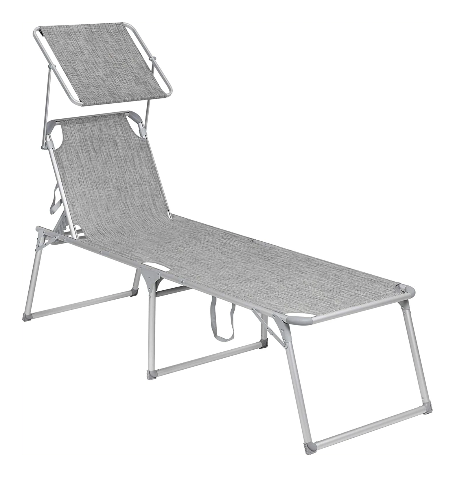 dienblad Seraph Verdraaiing Grote zonneligstoel, inklapbaar, 65 x 200 x 48 cm, max. belastbaarheid 150  kg, met parasol en rugleuning, voor tuin, terras, balkon, grijs melange -  SimpleDeal.nl
