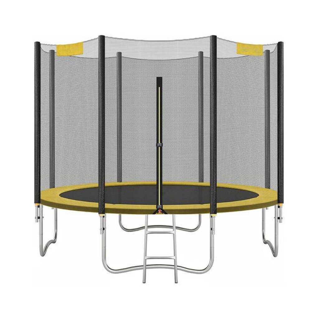 KOMFOTTEU Elastisch bed voor kinderen van 3 tot 6 jaar, kindertrampoline met veiligheidsnet, elastisch tuinbed met ritssluiting, draagkracht 135 kg, 165 x 165 x 161 cm (meerkleurig