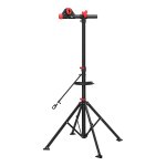 Fietsmontagestandaard Voor Professionals, Telescoopstandaard Voor Fietsen, Montagestandaard Met Magnetische Gereedschapsschaal, Werkplaats, Garage, Draagbaar, Zwart-Rood