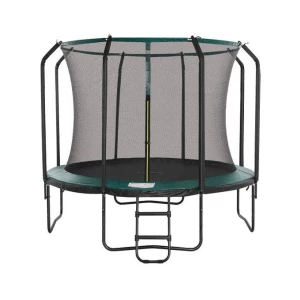 buiten, donkergroen, ladder en gepolsterde stokken, Ø 366 cm, rond tuin trampoline, STR123C01, trampoline, veilig, veiligheidshoes, veiligheidsnet
