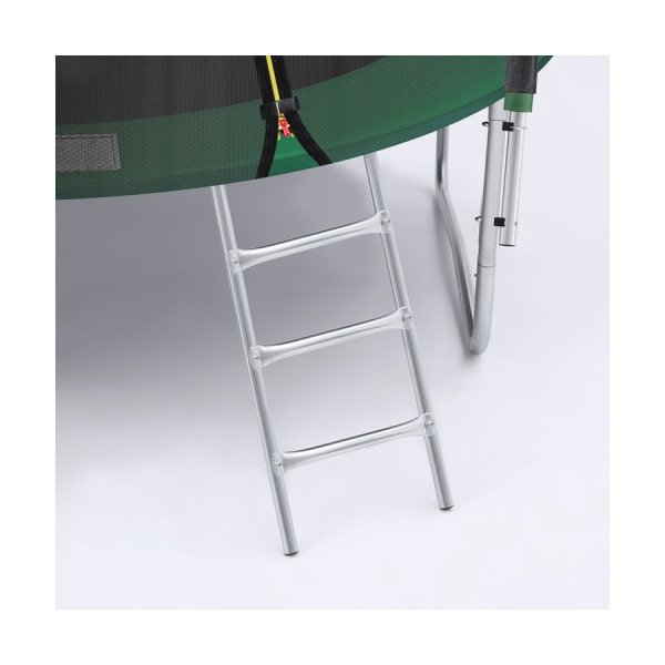 427 cm (14 ft), rechte gewatteerde palen, ronde trampoline voor tuin met ladder, STR141C01, trampoline, veiligheidsnet, zwart en donkergroen