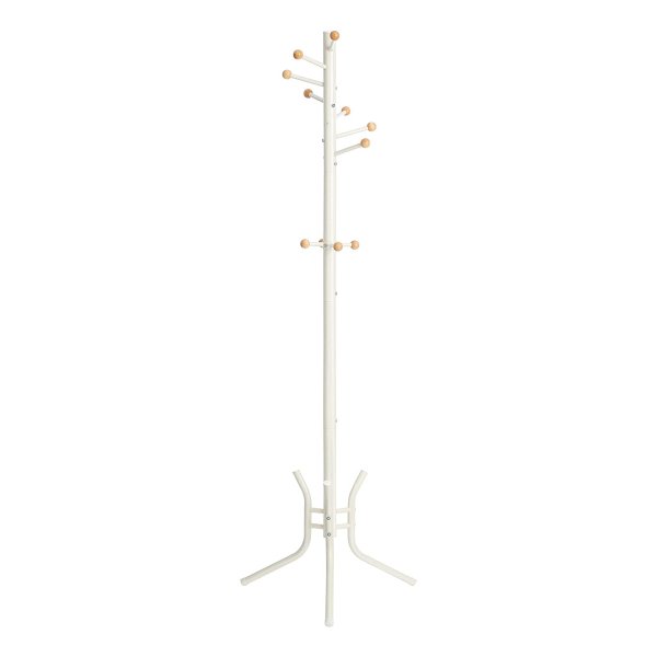 Garderobestandaard, Kledingstandaard, 11 Kogelhaken, Van Staal, Voor Mantels, Hoeden, Tassen, 53,5 X 53,5 X 173 Cm, Wit