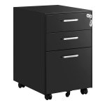 Rolcontainer, Onder Bureau, Archiefkast Met Laden, Voor Documenten En Documenten, Met Hangmap, Voor Kantoor, Werkkamer, Van Staal, Zwart