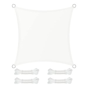 Zonnescherm, Waterdicht Tot Ten Minste 1.000 Mm Waterkolom, 93% Uv-Bescherming, Zonwering Van Scheurbestendig Polyester, Weerbestendig, Tuin, Balkon, Terras, Camping, 3 X 3 M, Wit