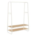 Kledingrek, Garderobe, 2 Planken, 6 Haken Ä°n S-Vorm, Stalen Frame, Voor Slaapkamer, Hal, Entree, Eikenkleurig CrÃ¨mewit