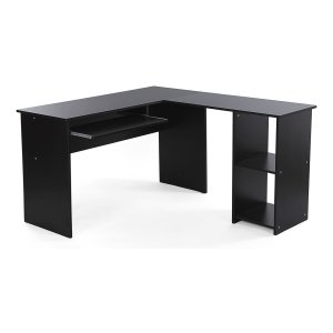 Hoekbureau, Groot Computerbureau Met 2 Lades En Toetsenbordlade, 140 X 120 Cm, Stabiel Computerbureau, Hoekcombinatie, Gemakkelijk Te Monteren, Zwart