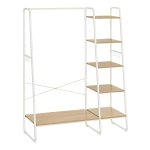 Kledingrek met Schoenenrek – 6 Haken – Garderoberek – Eiken Wit