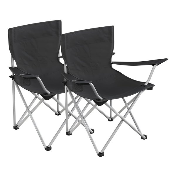 Campingstoelen, Set Van 2, Klapstoelen, Outdoor Stoelen Met Armleuningen En Drinkhouder, Stevig Frame, Belastbaar Tot 120 Kg