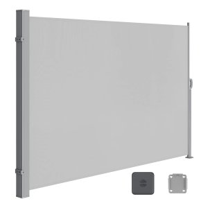 Zijluifel, Uittrekbaar, 160 X 350 Cm, İnkijkbescherming, Zonwering, Ondoorzichtig, Zijrolgordijn, Voor Balkon, Terras En Tuin, Lichtgrijs