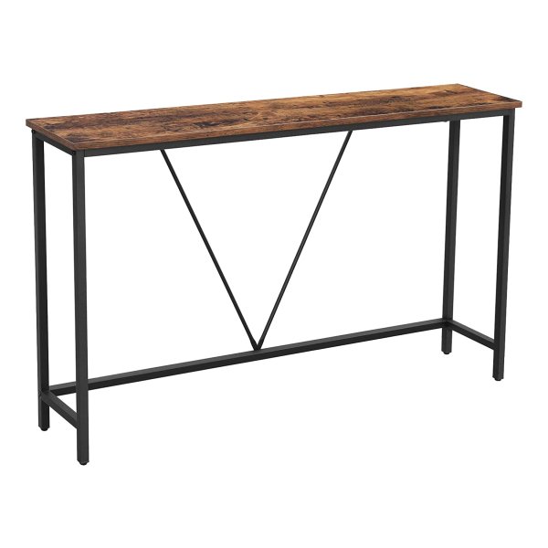 Consoletafel, Gangtafel, Bijzettafel, Entree, Woonkamer, Stabiel Stalen Frame, İndustrieel Design, Vintage Bruin-Zwart