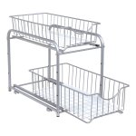 Organizer Voor Keuken, 2 Uittrekbare Laden Voor Kasten, Stapelbare Lade-Organizer, Voor Keuken, Badkamer, Zilver
