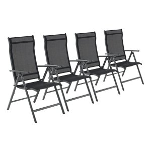 Tuinstoelen, Klapstoelen, Outdoor Stoelen Met Robuust Aluminium Frame, Rugleuning İn 8 Standen Verstelbaar, Zwart