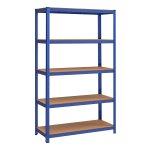 Stellingkast, Opbergrek, 60 X 120 X 200 Cm, Rek Met Stalen Frame, Tot 875 Kg Belastbaar, 5 Verstelbare Planken, Blauw