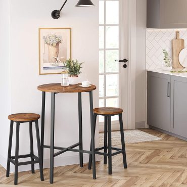 Songmics VASAGLE Barkruk, 2-delige Set, Barstoelen, Keukenstoelen Met Stevig Metalen Frame Zithoogte 73 Cm Eenvoudige Montage Industrieel Design Vintage Bruin Zwart Lbc026b01v1