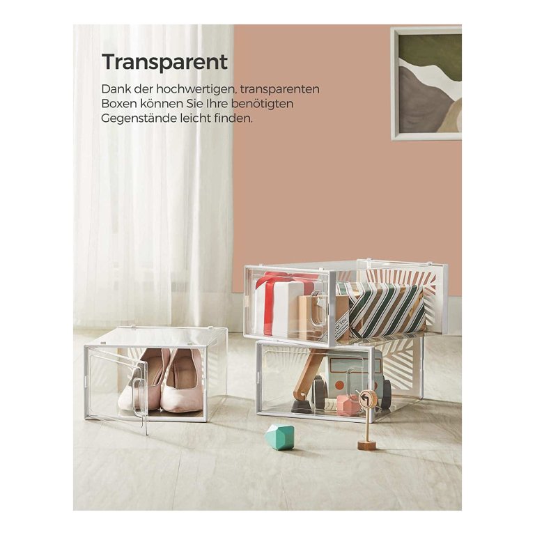 Schoenendozen, Set Van 12, Opbergdoos Voor Schoenen Schoenenorganizer Opvouwbaar En Stapelbaar Voor Schoenen Tot Maat 44 Sportschoenen Hoge Hakken Platte Schoenen Transparant Wit Schoenendozen, Set Van 12, Opbergdoos Voor Schoenen Schoenenorganizer Opvouwbaar En Stapelbaar Voor Schoenen Tot Maat 44 Sportschoenen Hoge Hakken Platte Schoenen Transparant Wit