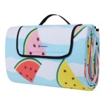 Picknickdeken, 200 X 200 Cm, Xxl, Van Fleece, Warmte-İsolerend En Waterdicht, Met Draaggreep, Blauwe Watermeloen