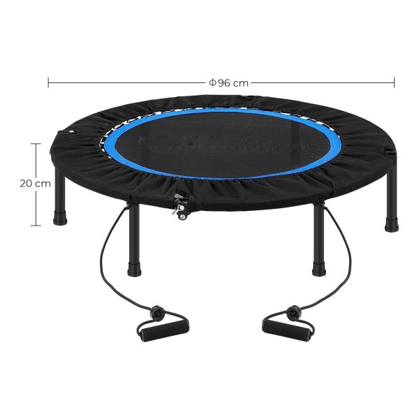 Trampoline Ø 97 cm, fitness trampoline, mini, opvouwbaar, voor hometraining, tot 120 kg belastbaar, zwart, STR038B01