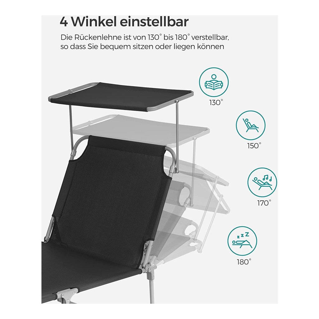 Tuinligstoel, inklapbaar met kussen, inklapbare ligstoel, weerbestendig