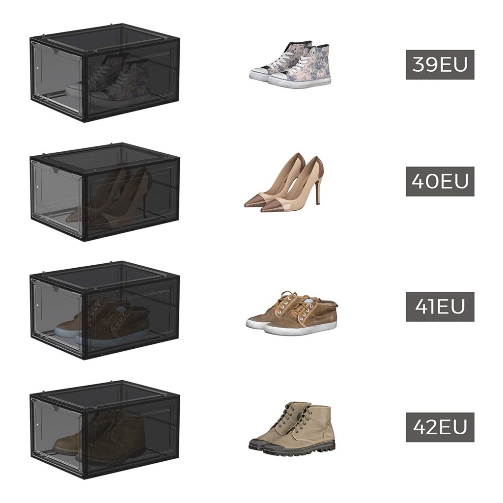 Romancemit Opbergdoos voor schoenen, stapelbaar, inklapbaar, voor thuis, schoenorganizer, maat L Romancemit Opbergdoos voor schoenen, stapelbaar, inklapbaar, voor thuis, schoenorganizer, maat L