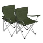 Campingstoelen, Set Van 2, Klapstoelen, Outdoor Stoelen Met Armleuningen En Drinkhouder, Stevig Frame
