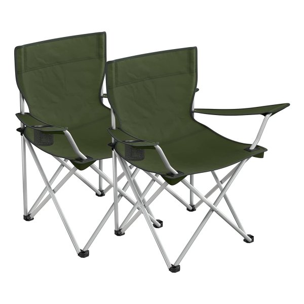 Campingstoelen, Set Van 2, Klapstoelen, Outdoor Stoelen Met Armleuningen En Drinkhouder, Stevig Frame