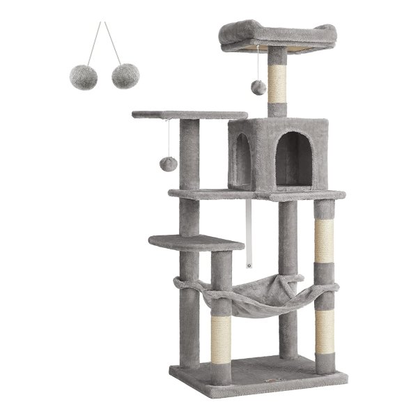 Krabpaal, Kattenboom Met Hangmat, 143 Cm, Lichtgrijs