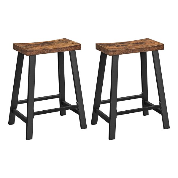 Barkrukken, Set Van 2 Barstoelen, Keukenontbijtbarkrukken Met Voetsteun, 60 Cm Hoog, Ä°ndustrieel Ä°n Woonkamer, Feestzaal, Rustiek Bruin En Zwart