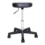Draaikruk Op Wieltjes, İn Hoogte Verstelbare Rolkruk, 46-58 Cm, Met Kunstleer Beklede Zitting, Werkkruk Voor Cosmeticastudio'S, Kapsalons, Kantoren, Praktijken, Zwart