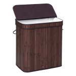 Wasmand Met Deksel, Bamboe Wasmand Met Handvatten, Opvouwbare Opbergmand Voor Wasruimte, Slaapkamer, 100L, Bruin