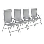 Tuinstoelen, Klapstoelen, Outdoor Stoelen Met Robuust Aluminium Frame, Rugleuning Ä°n 8 Standen Verstelbaar, Grijs