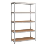 Heavy Duty Stellingkast, Opbergrek, 60 X 120 X 200 Cm, Rek Met Stalen Frame, Tot 875 Kg Belastbaar, 5 Verstelbare Planken, Zilver