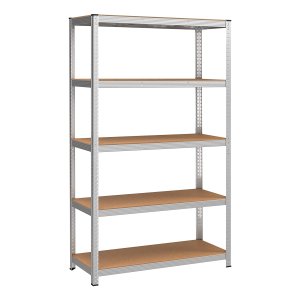 Heavy Duty Stellingkast, Opbergrek, 60 X 120 X 200 Cm, Rek Met Stalen Frame, Tot 875 Kg Belastbaar, 5 Verstelbare Planken, Zilver