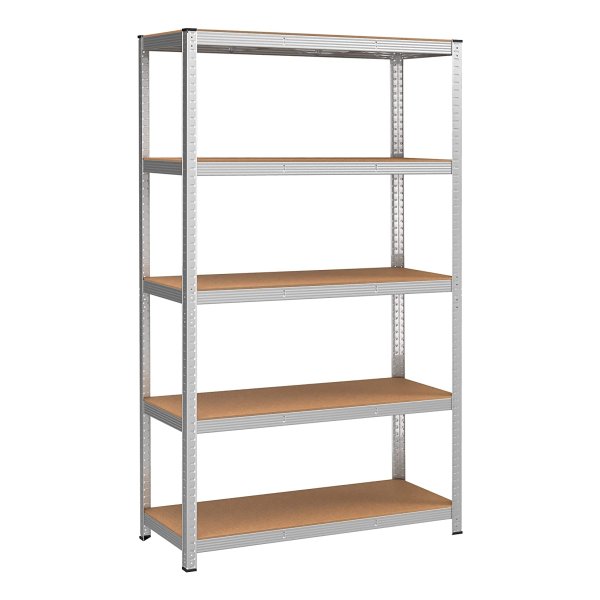 Heavy Duty Stellingkast, Opbergrek, 60 X 120 X 200 Cm, Rek Met Stalen Frame, Tot 875 Kg Belastbaar, 5 Verstelbare Planken, Zilver