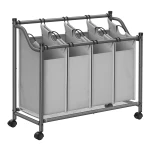 Wasmand met houten tafelblad, wassorteerder met 4 uitschuifbare zakken (600D Oxford-stof) en metalen frame, wassorteersysteem voor vuile was Badkamer Zwart | NL Wasmand met houten tafelblad, wassorteerder met 4 uitschuifbare zakken (600D Oxford-stof) en metalen frame, wassorteersysteem voor vuile was Badkamer Zwart | NL