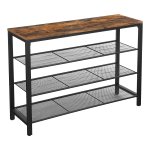 Schoenenrek, Schoenen Organisator Met 3 Strak Gemaasde Gaasplanken, Ä°ndustriÃ«le Stijl, Vintage Bruin-Zwart