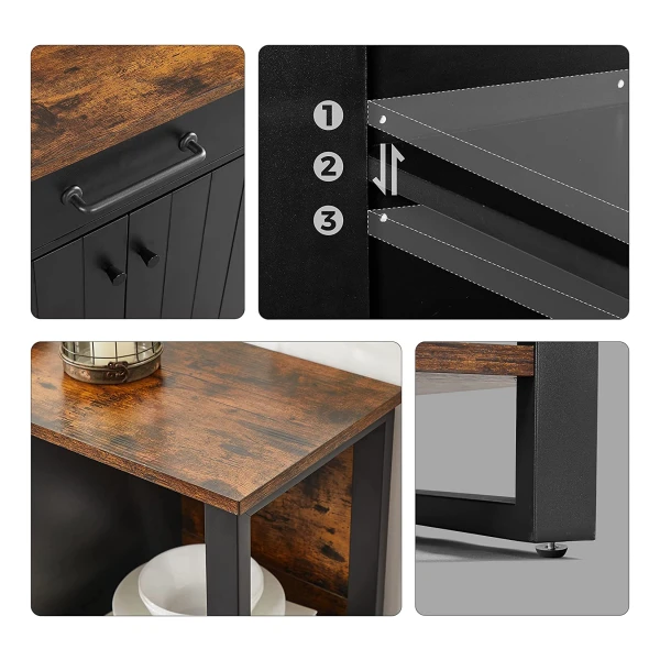 Sideboard, keukenkast met lade, bijzetkast met deuren, multifunctionele kast, metalen frame, kast, LSC103B01