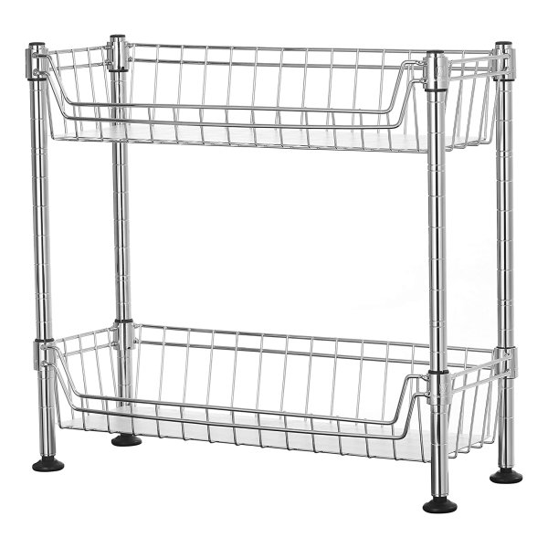 Kruidenrek Voor Werkbladen, Keukenrek Met 2 Planken, Badkamerrek, İn Hoogte Verstelbaar, Met Pp-Kunststof Platen, Ruimtebesparend, Metalen Rek Voor Kruidenpotjes, Zilver Lgr024S01