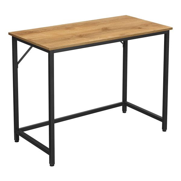 39-inch computer Writing Desk, Home Office Small Study Workstation, industriële stijl PC-laptoptabel, stalen frame, 39.4, honingbruin + zwart