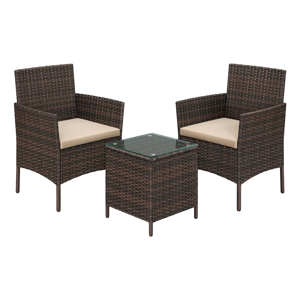 SONGMICS Balkonmeubelset van 3 met tafel en 2 stoelen