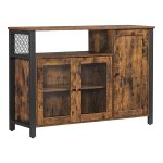 Sideboard, Keukenkast, Opbergkast, 2 Glazen Deuren, Open Vak, İndustrieel Design, Vintage Bruin-Zwart
