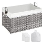 Wasmand 75 L, Wasverzamelaar, Uitneembare Binnenzak, 2 Waszakken Van Stof, 3 Wasnetten, Handgrepen, Rotan-Look, Speelgoedopslag, Voor Badkamer, Slaapkamer, Grijs