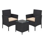 Tuin Meubel Sets, Polyrotan Terrasmeubilair, Serre Pe Rieten Meubels, Voor Terras Balkon Achtertuin, Zwart En Taupe