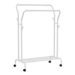 Kledingrek Op Wielen, 2 Kledingstangen, Kapstok, Kapstok Van Stalen Buizen, Belastbaar Tot 100 Kg, 103,5 Cm Breed, Multifunctionele Opslag, Wit