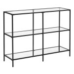 Zwarte Consoletafel Met 3 Niveaus, Gehard Glas En Metalen Frame - 100 X 30 X 73 Cm - Perfect Voor Hal, Woonkamer En Slaapkamer