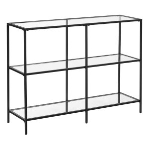 Zwarte Consoletafel Met 3 Niveaus, Gehard Glas En Metalen Frame - 100 X 30 X 73 Cm - Perfect Voor Hal, Woonkamer En Slaapkamer